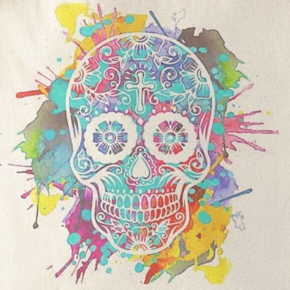 Colorful Skull 💀 Tote Bag - Picture 2 of 2